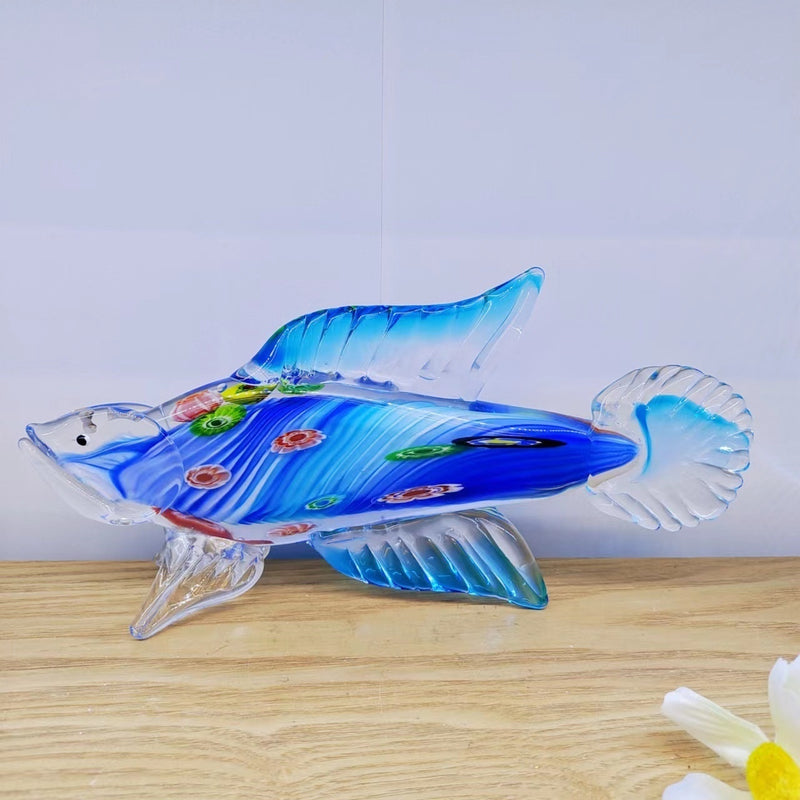 Blue glass ocean fish ornament, view 5 - MRSLM