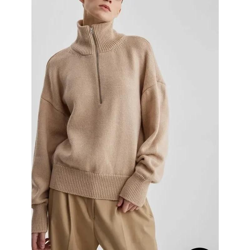 Women's Turtleneck Zipper Knitted Sweater