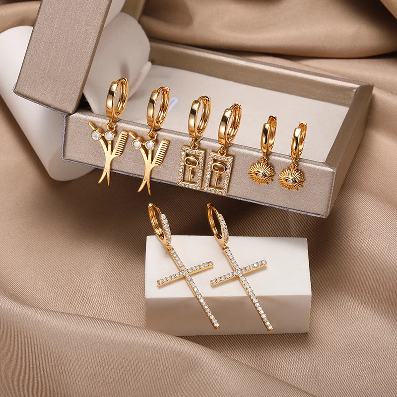 cross dangle earrings, view 6 - MRSLM