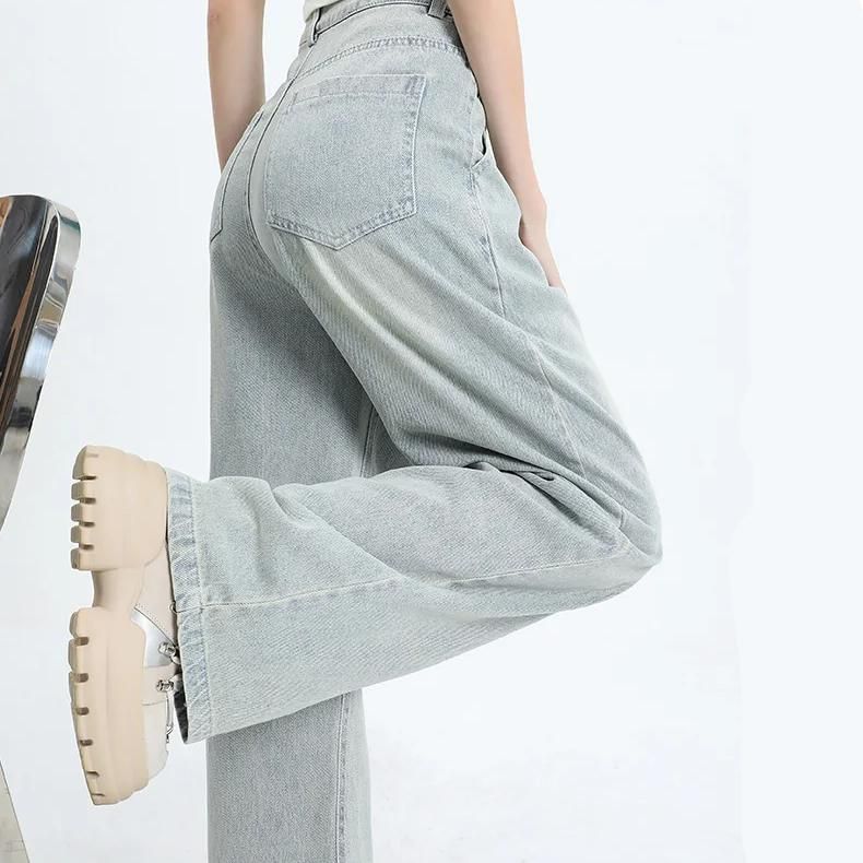 Vintage-Jeans mit hohem Bund und geradem Schnitt für Damen