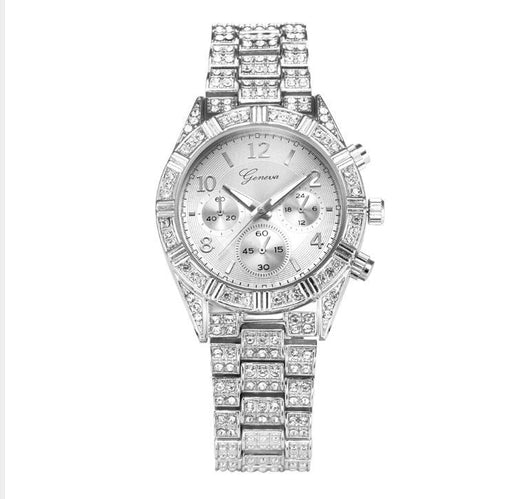 Women's crystal quartz watch with metal band, view 8 - MRSLM