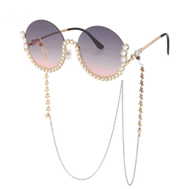 rhinestone round sunglasses, view 2 - MRSLM