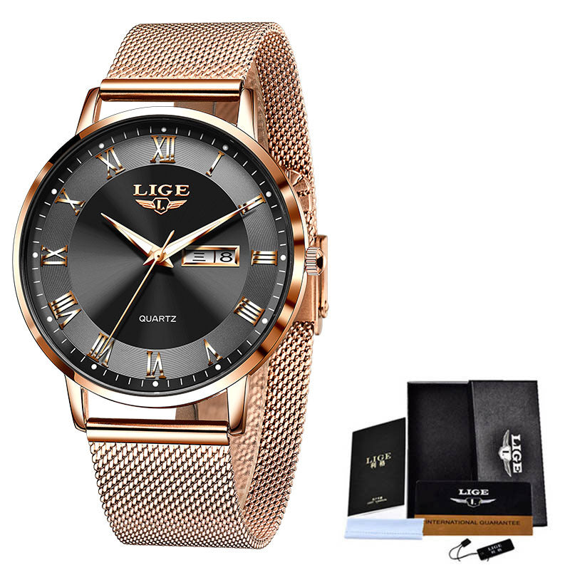 thin ladies quartz dual calendar watch, view 9 - MRSLM