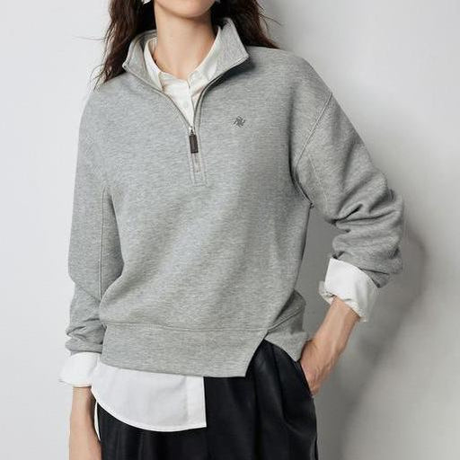 open slit zipper pullover sweatshirt - MRSLM