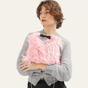 faux fur bucket bag, view 4 - MRSLM