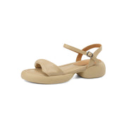 chunky heel leather casual sandals, view 3 - MRSLM