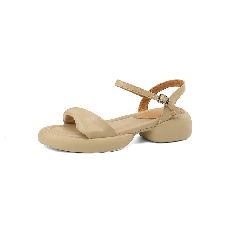 chunky heel leather casual sandals, view 3 - MRSLM