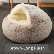 cozy round plush cat bed, view 5 - MRSLM