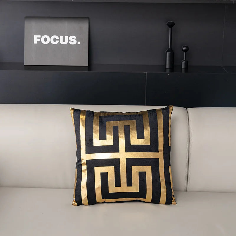 Nordic geometric gold plush pillowcases, view 4 - MRSLM