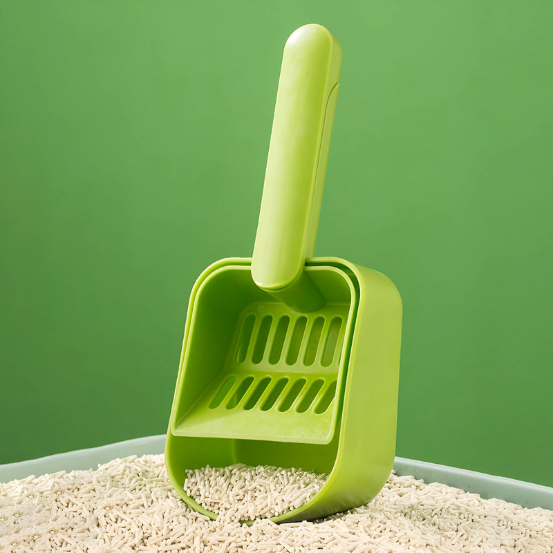 plastic cat litter scoop with self-cleaning base - MRSLM