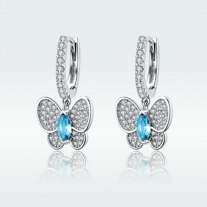 Fashion Blue Crystal Platinum Plated Earrings