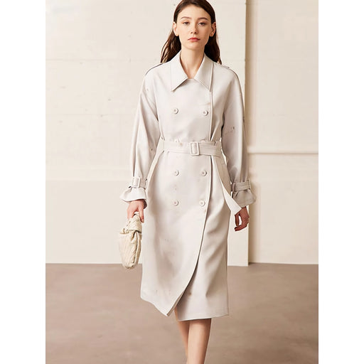 double breasted trench coat with belt, view 2 - MRSLM