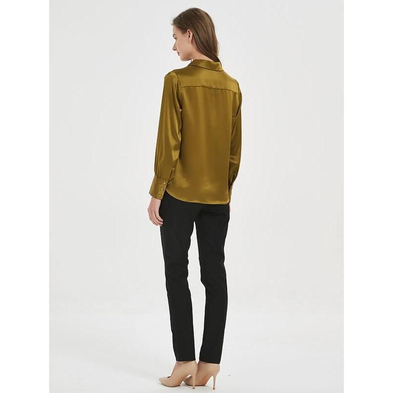 Elegante Bluse mit V-Ausschnitt aus 100 % Seide für Damen