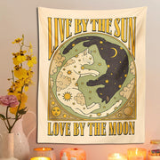 Sun moon cat tapestry wall hanging, view 11 - MRSLM