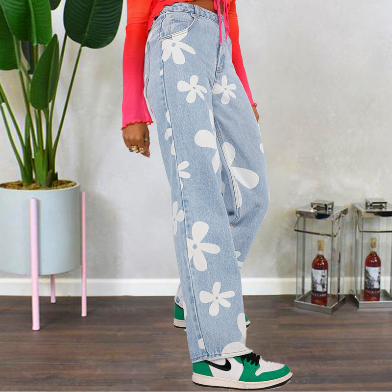 printed straight jeans, view 5 - MRSLM