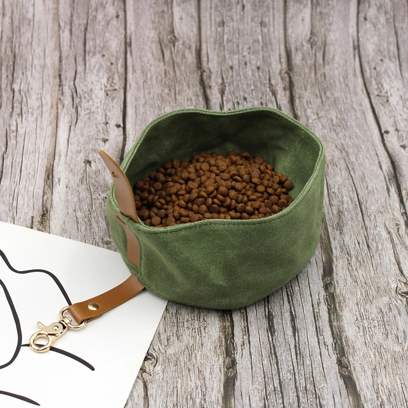 Tigela dobrável de lona impermeável para cães, 1000ml