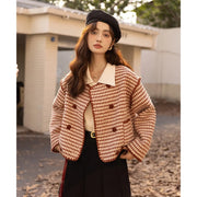plaid wool blend short coat, view 2 - MRSLM