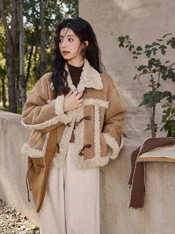 vintage lamb wool button jacket, view 2 - MRSLM