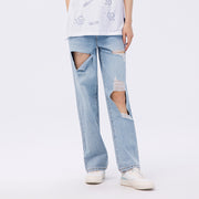 wide leg denim jeans, view 4 - MRSLM