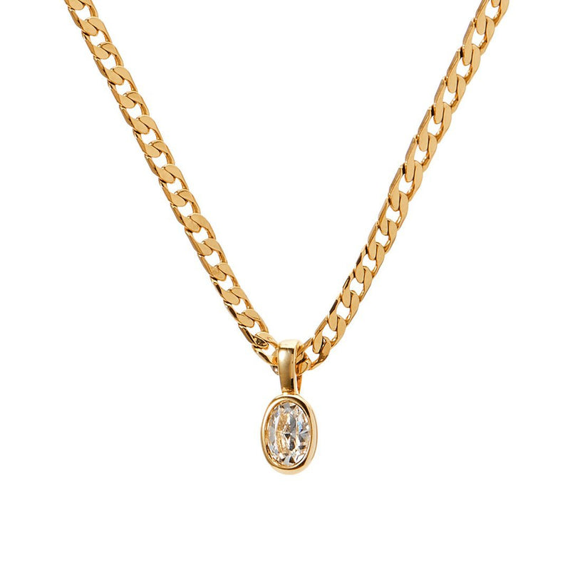 Colar feminino com pingente de pedra de cristal