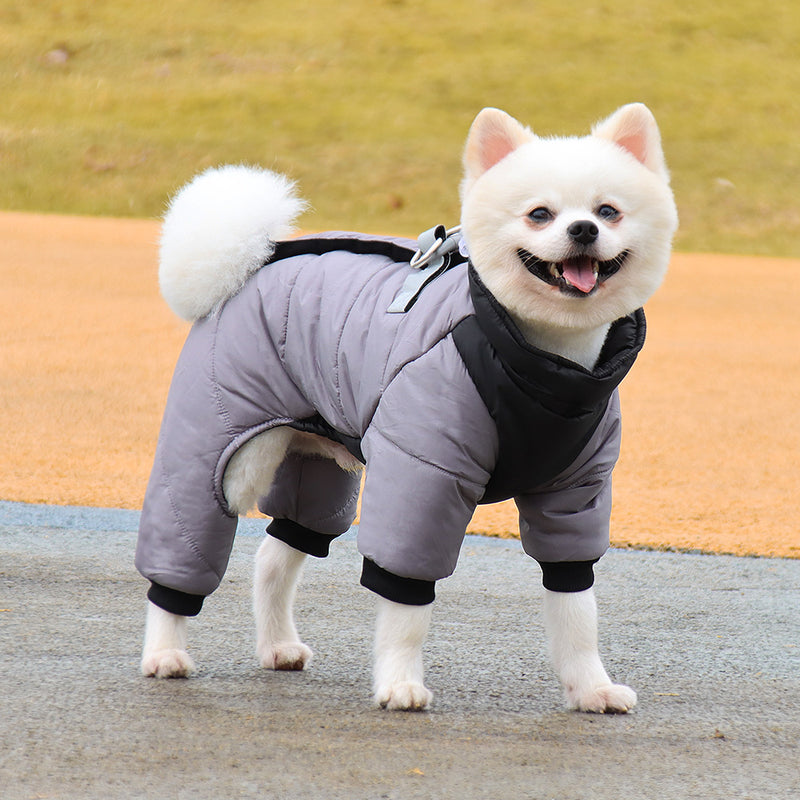 Casaco impermeável de inverno para cães com argola em D 