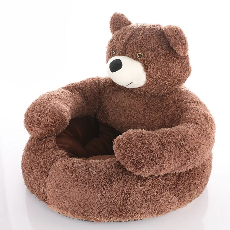 Cama de pelúcia para animais de estimação em formato de urso de pelúcia