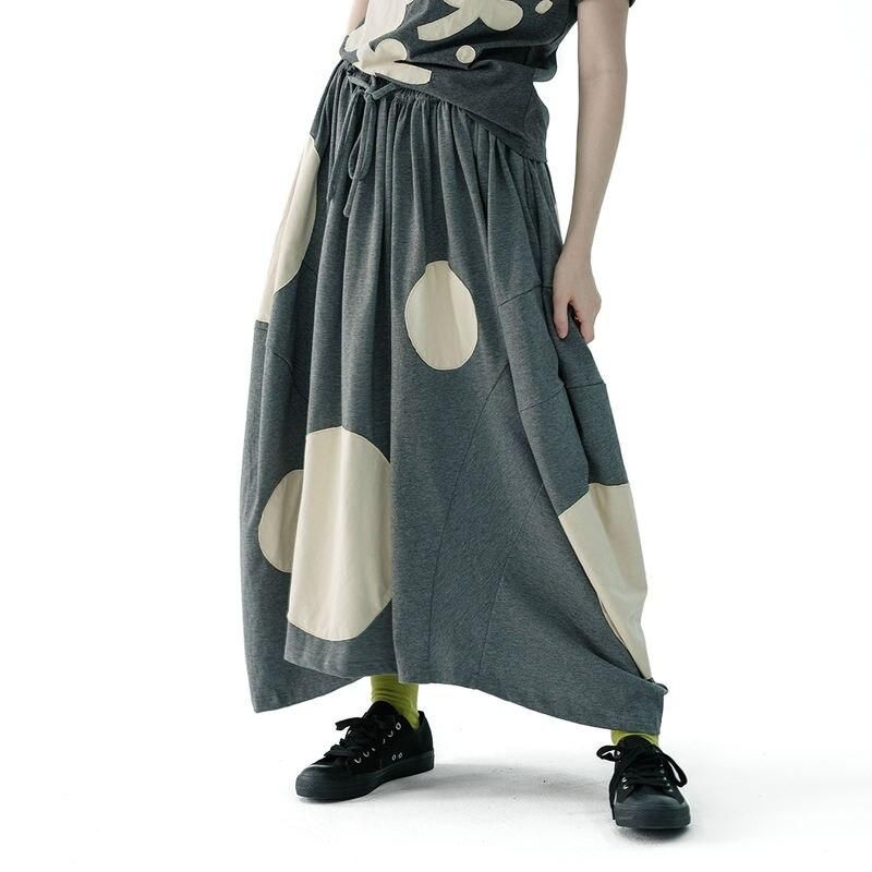 summer polka dot grey knit skirt - MRSLM