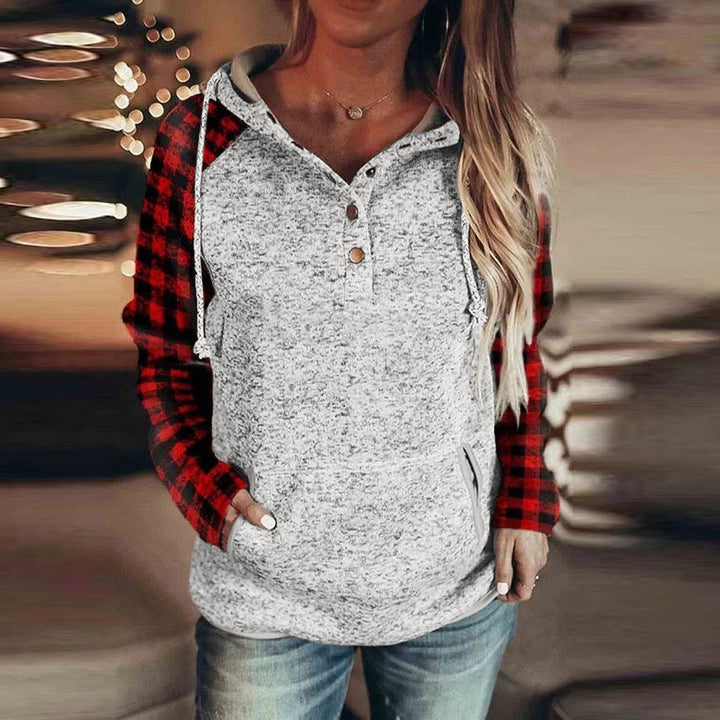 Women's Casual Long Sleeve Loose Hooded Color Matching Sweater
