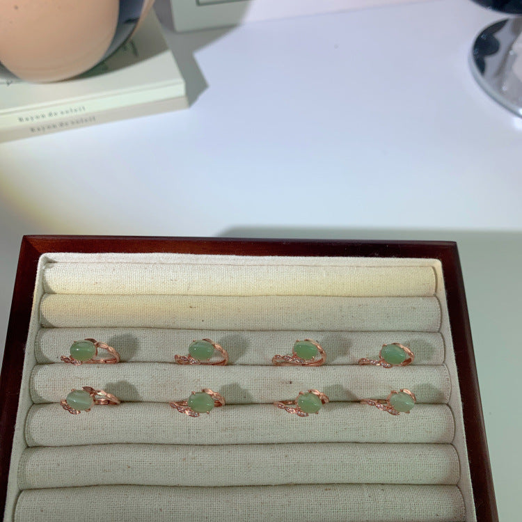 women's green jade ring, view 4 - MRSLM