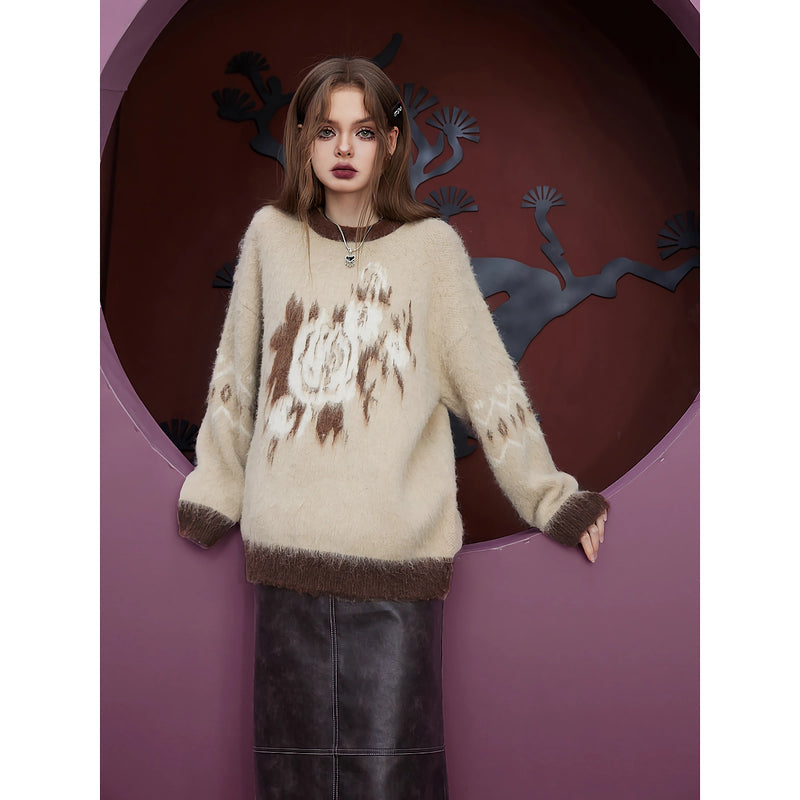 women's floral knit sweater, view 3 - MRSLM