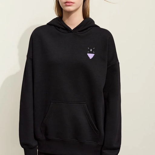 Fleece-lined patchwork embroidery hoodie, view 2 - MRSLM