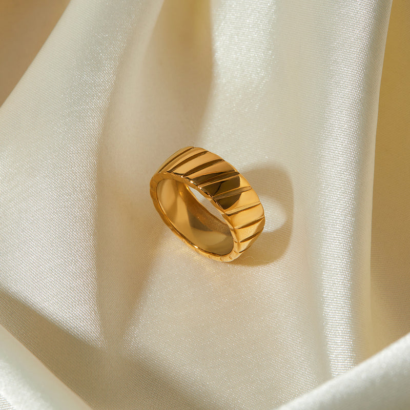 Gold plated hypotenuse pattern closed ring, view 7 - MRSLM