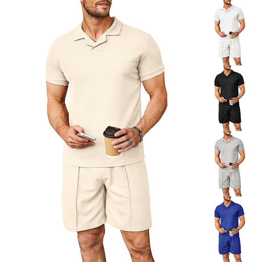 men's waffle polo and shorts set - MRSLM