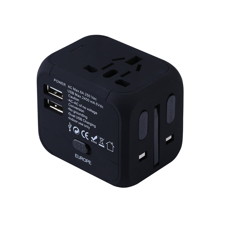 universal travel adapter with dual usb, view 8 - MRSLM