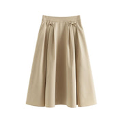 pleated a-line midi skirt, view 2 - MRSLM