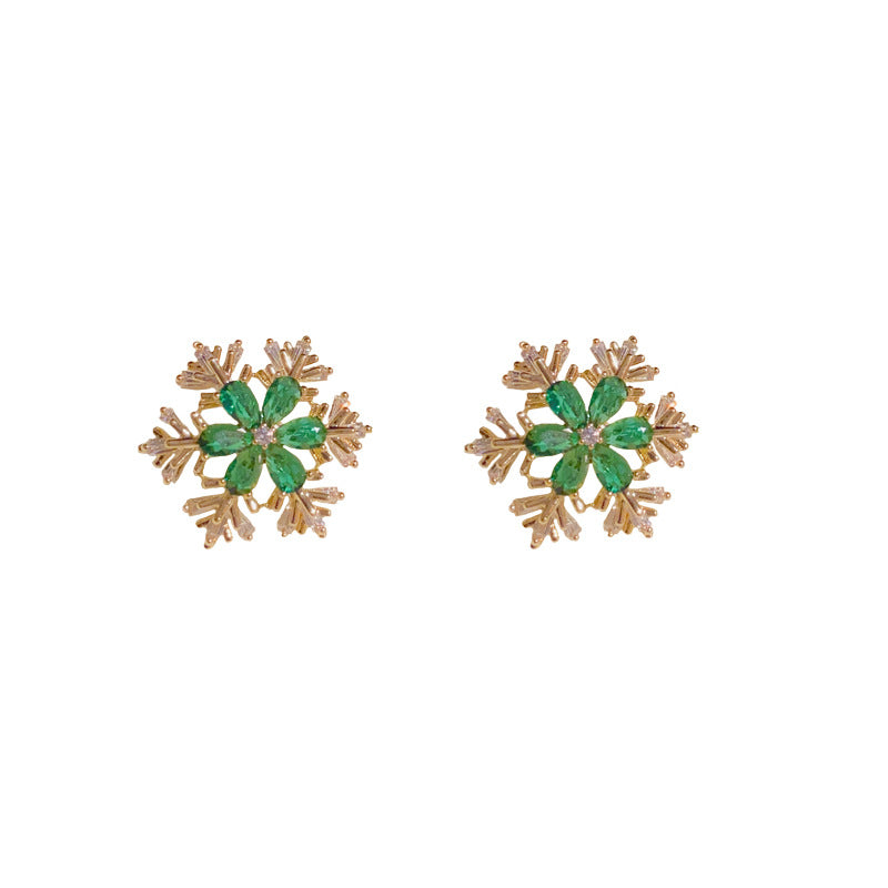 Microencrusted Zircon Snowflake Rotatable Ear Studs