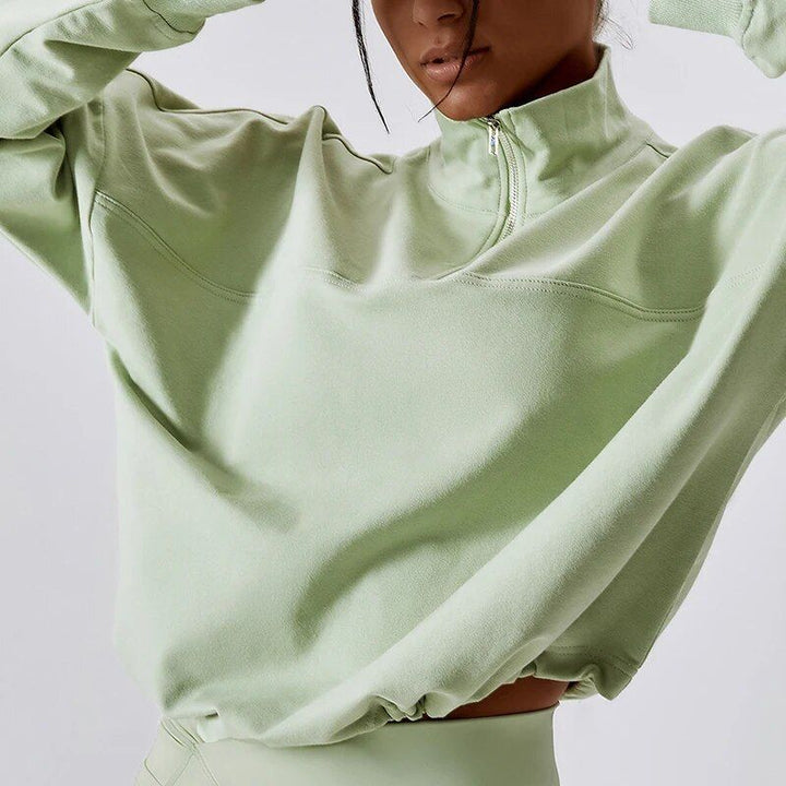 Cotton Casual Long Sleeve Oversized Hoodie with Zipper