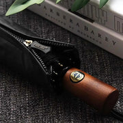 automatic windproof golf umbrella with wooden handle, view 7 - MRSLM