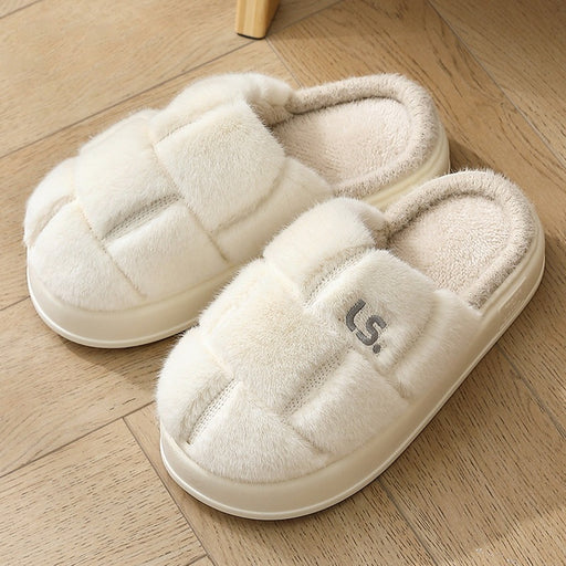 plaid plush cotton slippers, view 5 - MRSLM