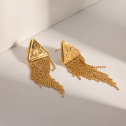 gold triangle drop earrings, view 4 - MRSLM