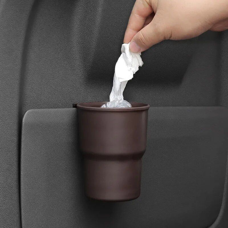 Multi-Function Car Cup Holder with Trash Can Feature