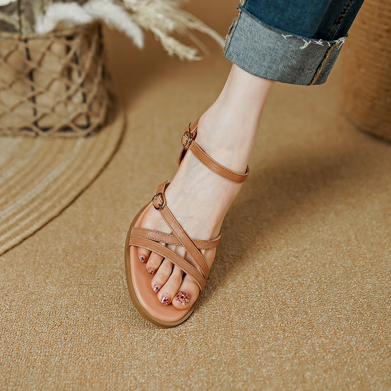 ankle strap leather sandals, view 9 - MRSLM