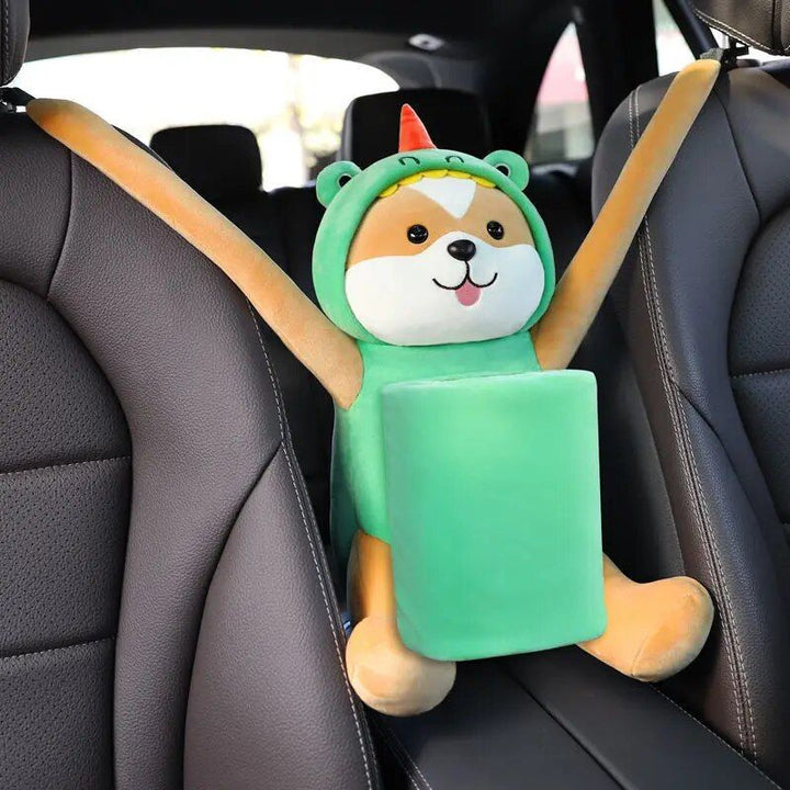 Cute Square Car Trash Bin - No-Lid Hanging Storage for Car Interiors