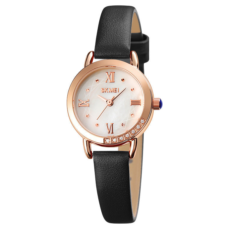 Small Strap Exquisite Waterproof Ladies Hand Quartz Round Female Student Leather Small Round Watch