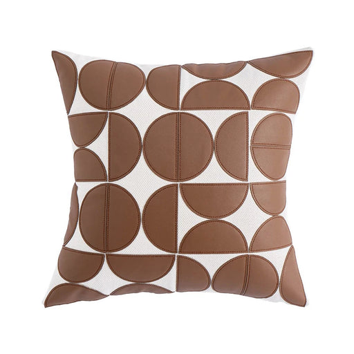 faux leather patchwork cushion cover, view 5 - MRSLM