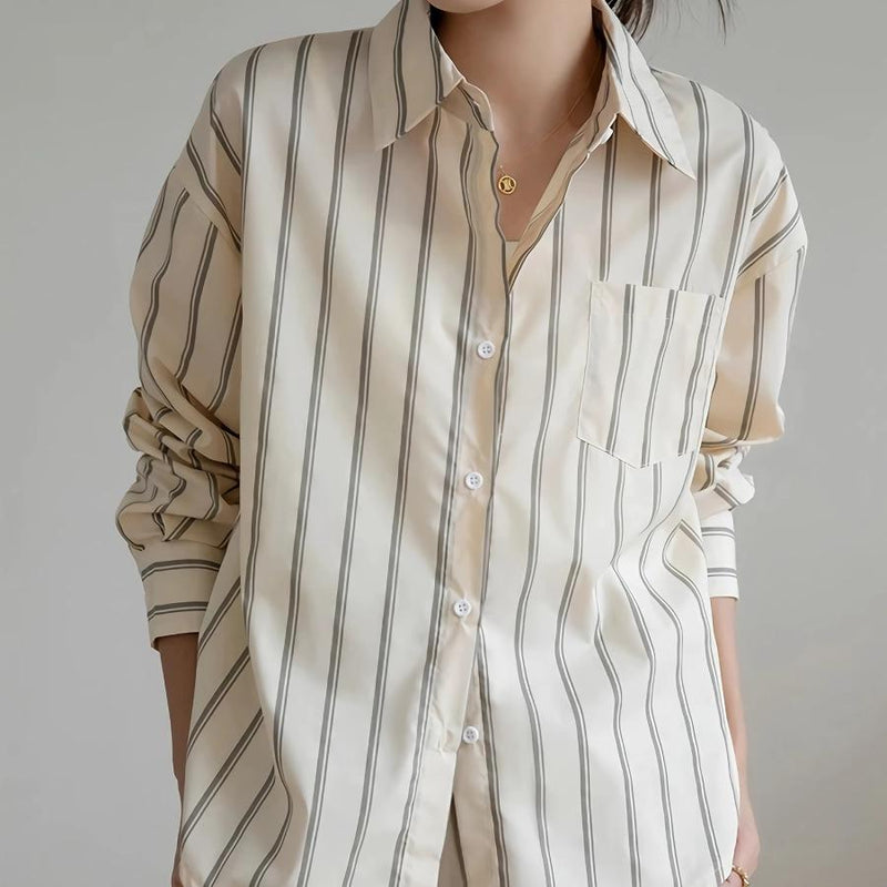 Striped office blouse, view 2 - MRSLM