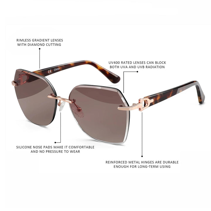 Trendy Gradient UV Protection Geometric Sunglasses