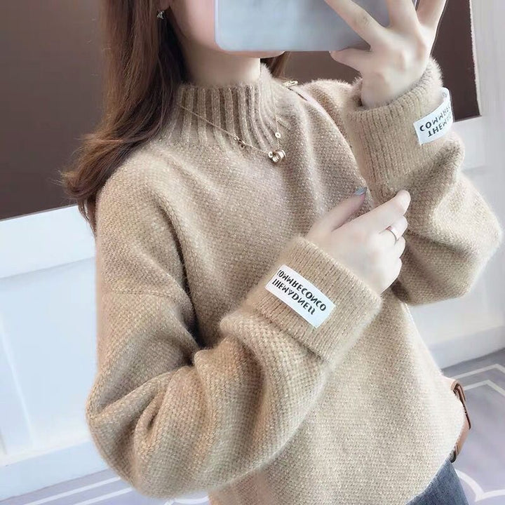 Mock Neck Sweater Women's Knitted Bottoming Shirt