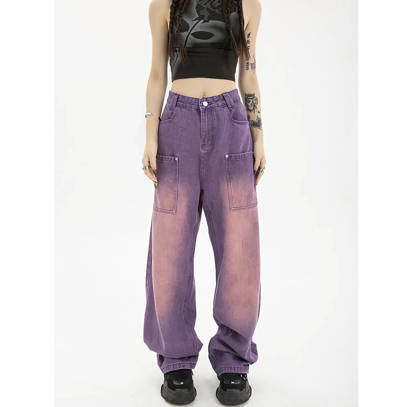 purple wide leg jeans, view 5 - MRSLM