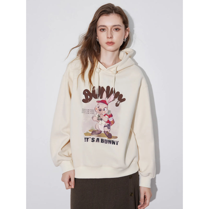 women's rabbit print hooded pullover, view 6 - MRSLM